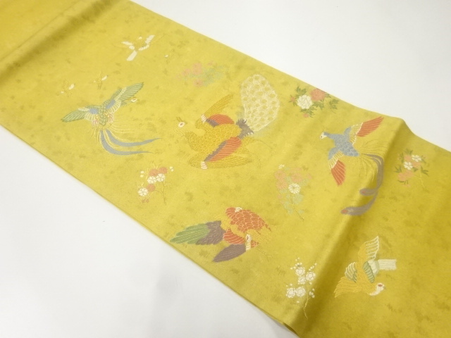 JAPANESE FUKURO OBI / WOVEN FLOWER & BIRD